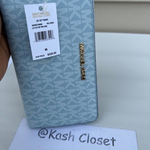 Michael Kors JST Large MF phone Case Wallet/Wristlet -Pale Ocean - Picture 4 of 8